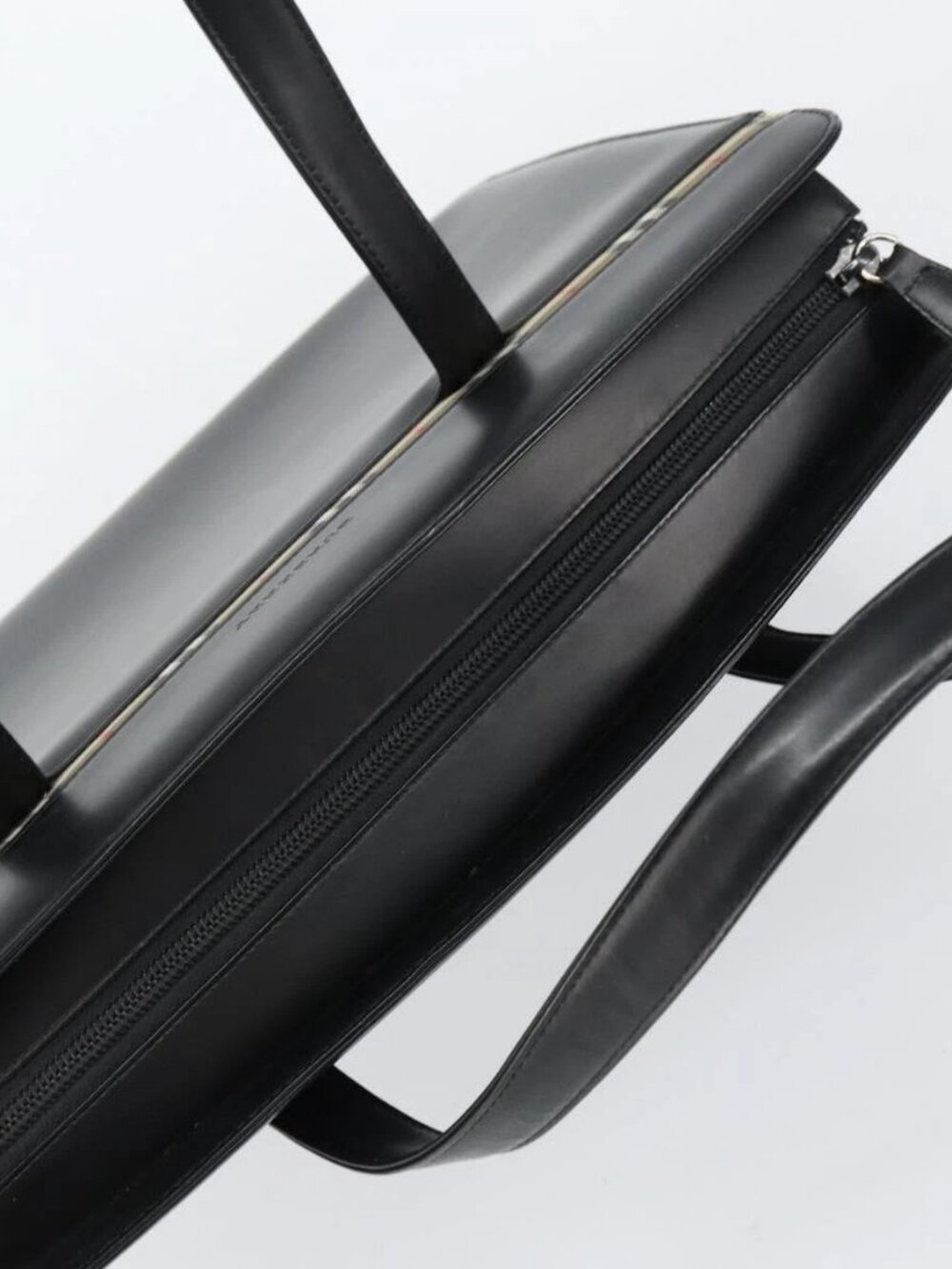 BURBERRY Hand Bag Leather Black Silver Auth 155218 - Picture 7 of 16